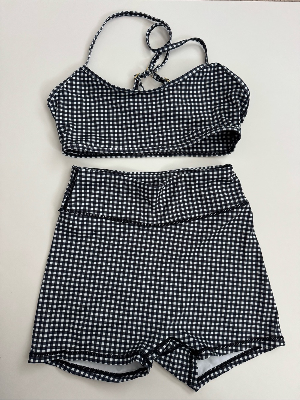 Aralina black and white gingham workout set xs